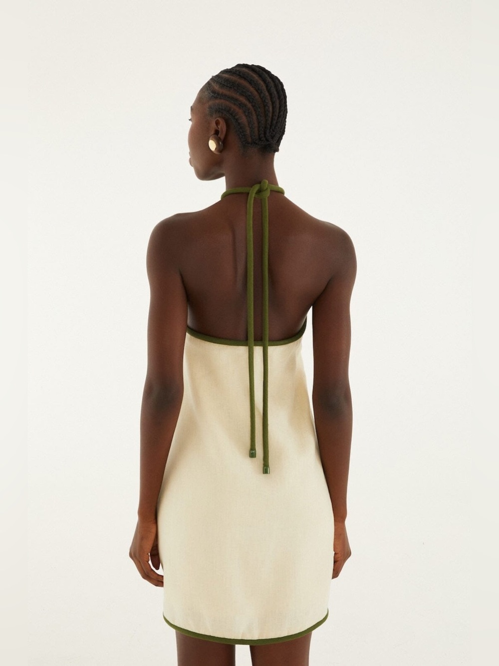 Farm Rio Sand Coconut Embroidery Halter Neck Mini Dress - Picture 3 of 7